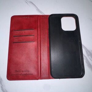 iPhone 15 Pro Max leather credit card case